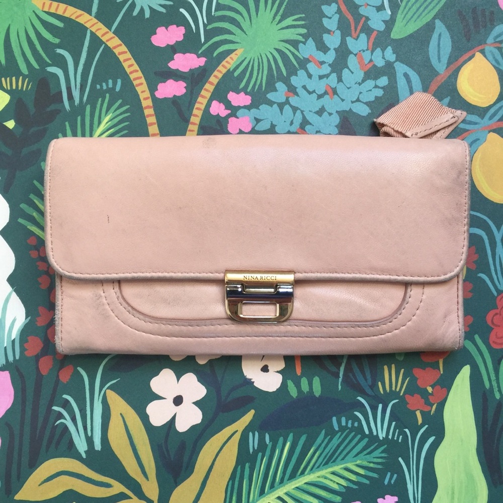 Nini Ricci wallet clutch pink nude leather